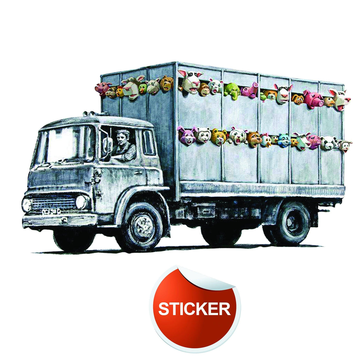 Banksy Animal Truck Vinyl Wall Sticker - Art Home Decor Cool And Premium Waterproof Decal - Decords