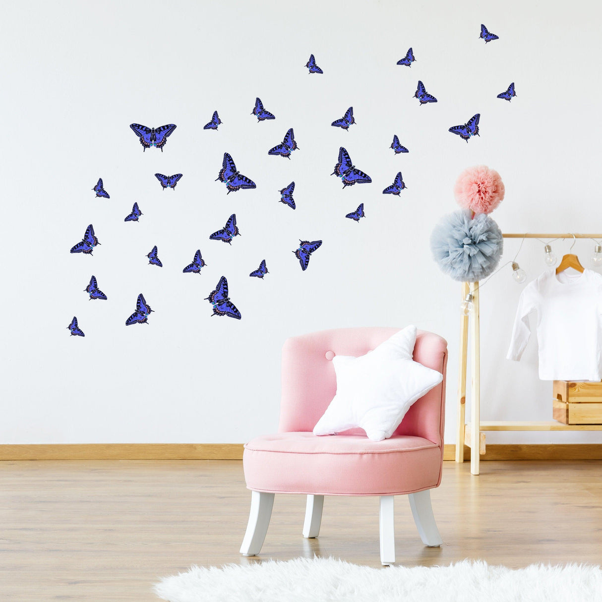 30 Butterfly Wall Decor Stickers - Art Decorations Decals For Girl Room Bedroom - Decords