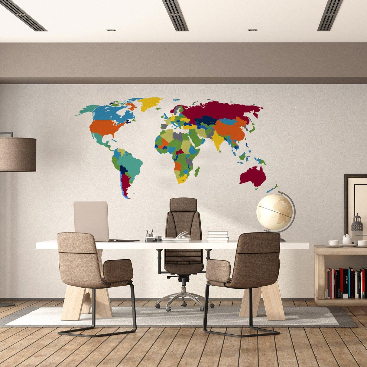 Large World Map Wall Decal - Sticker For Bedroom Playroom Boys Room Mural Decor - Decords