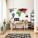 World Map Wall Sticker For Home Decor - Large Realistic Travel Atlas Decal Decoration - Decords