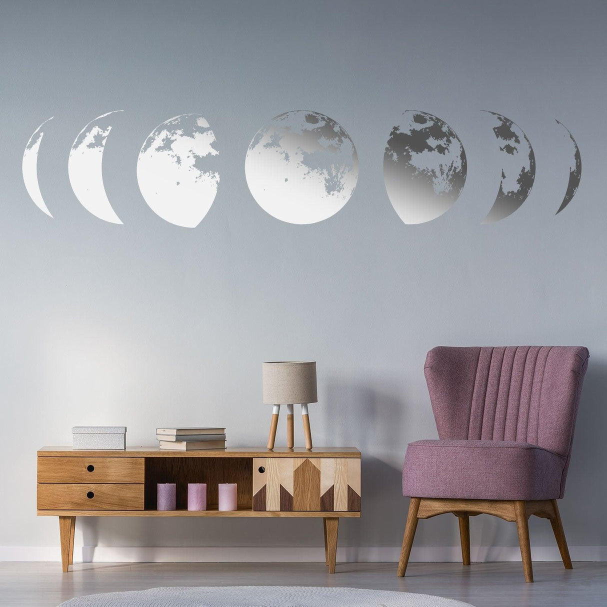 Moon Phases Wall Decor Decal - Gold Home Art Living Room Bedroom Sticker Decoration - Decords