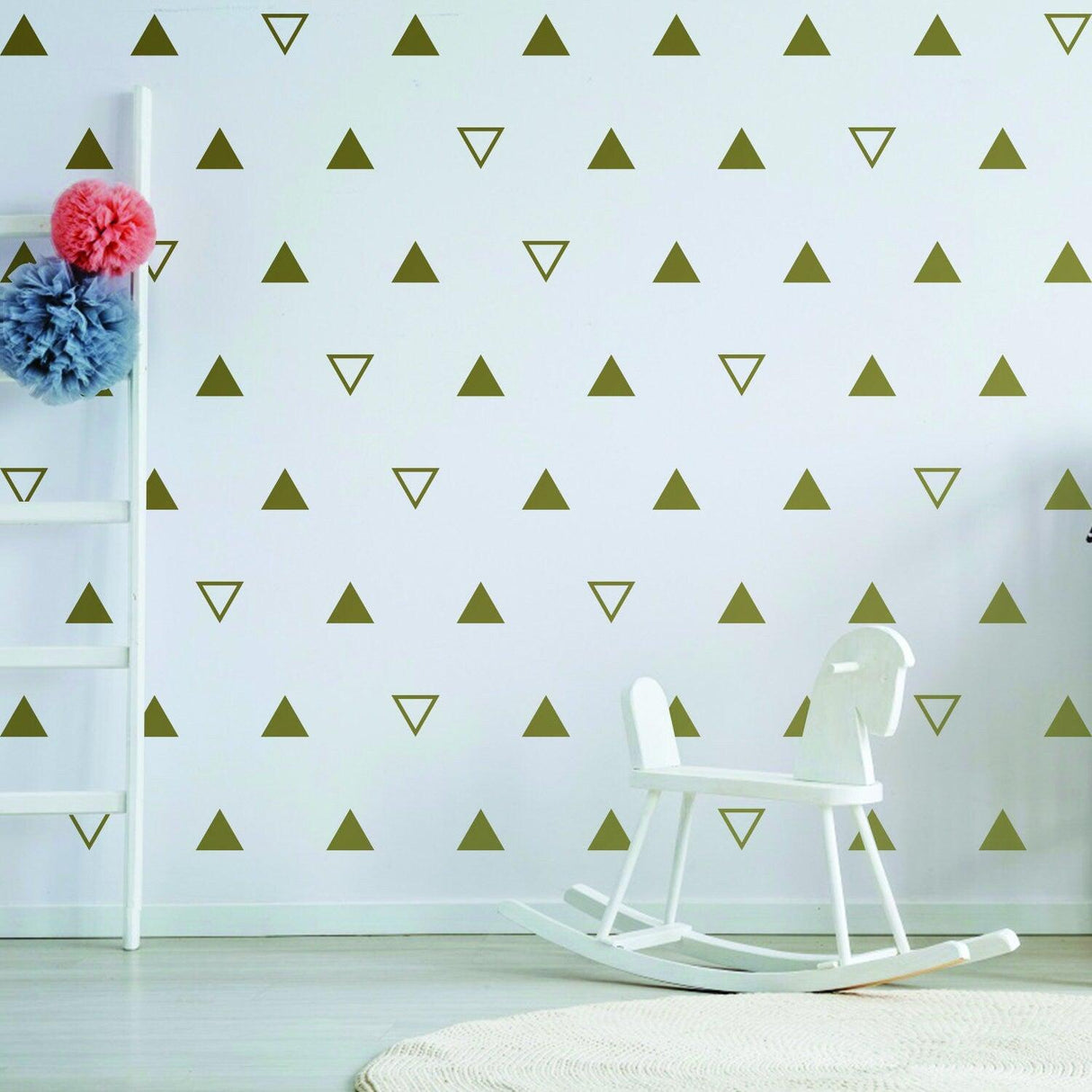 40x Triangle Wall Vinyl Decals - Nursery Kids Room Black Stickers For Decor - Decords