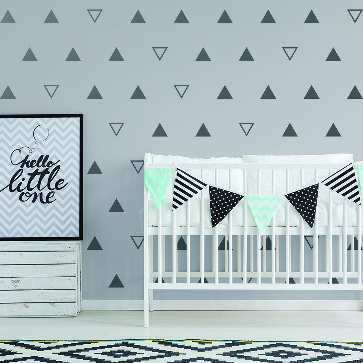 40x Triangle Wall Vinyl Decals - Nursery Kids Room Black Stickers For Decor - Decords