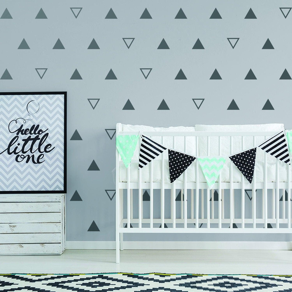 40x Triangle Wall Vinyl Decals - Nursery Kids Room Black Stickers For Decor - Decords