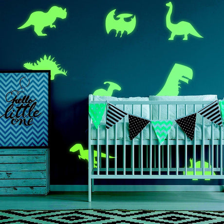 40x Glow In Dark Dinosaur Wall Room Decor Decal - Dinosaurs Art Boy Teen Kid Light Sticker Cool Boys Dino Glowing Vinyl Kids Decals Stickers - Decords