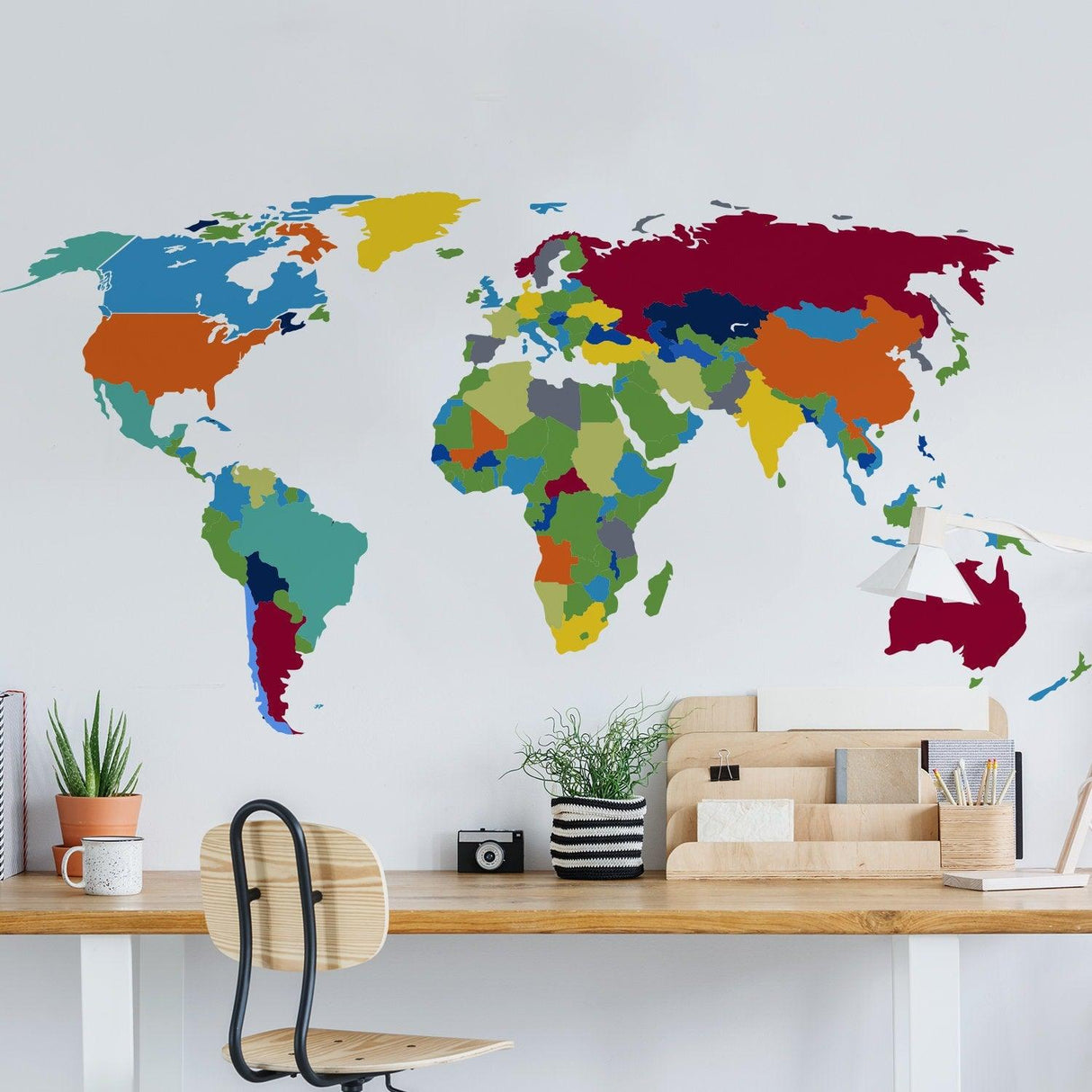 Large World Map Wall Decal - Sticker For Bedroom Playroom Boys Room Mural Decor - Decords