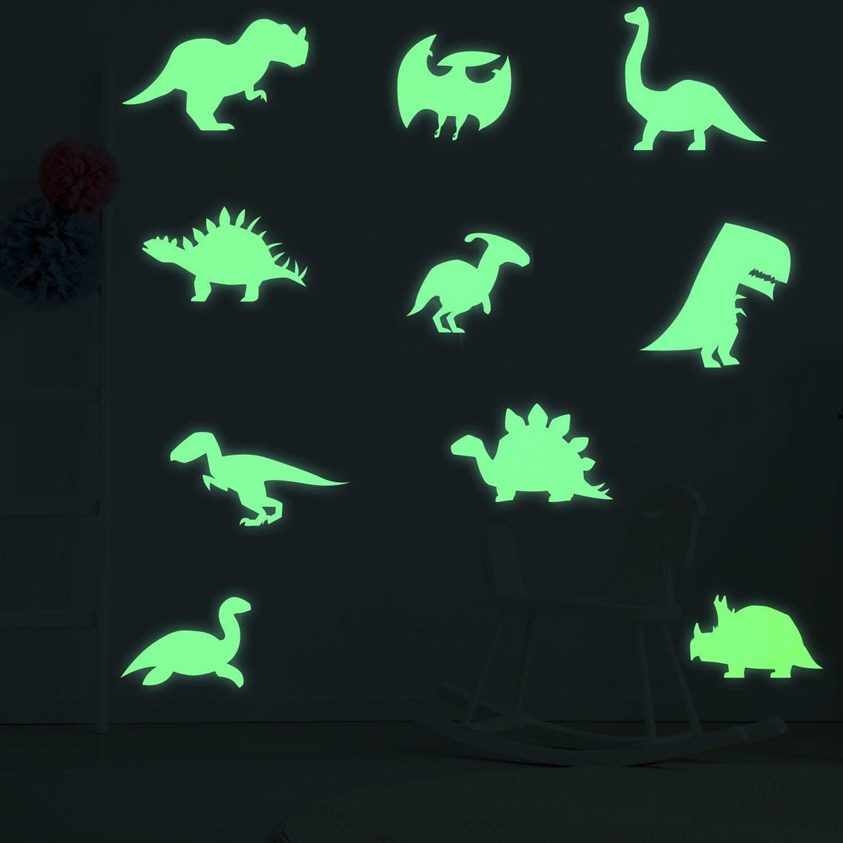 40x Glow In Dark Dinosaur Wall Room Decor Decal - Dinosaurs Art Boy Teen Kid Light Sticker Cool Boys Dino Glowing Vinyl Kids Decals Stickers - Decords