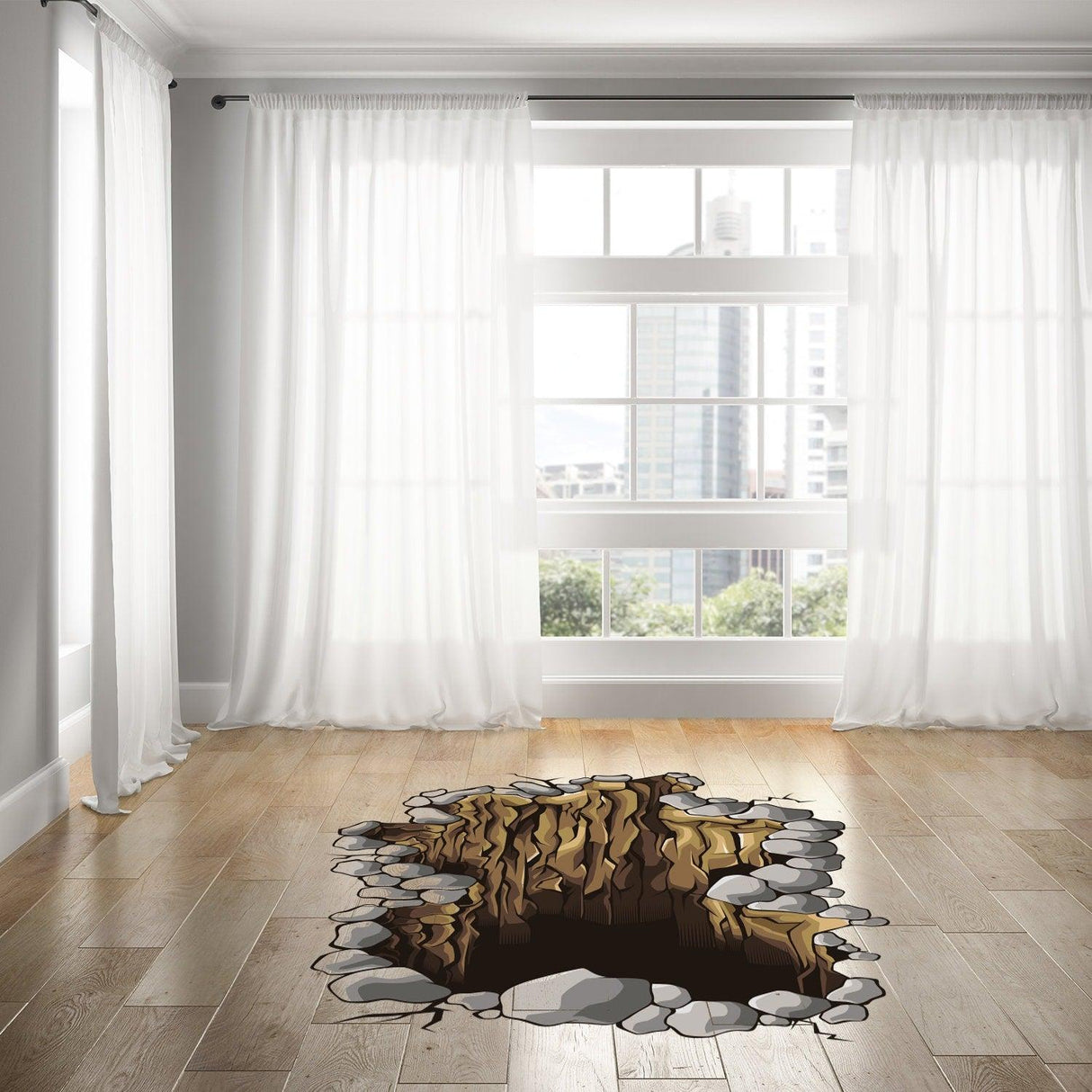 3d Floor Porthole Sticker - Self Adhesive Art Mural Living Room Vinyl  Hole Decal For Interior - Decords