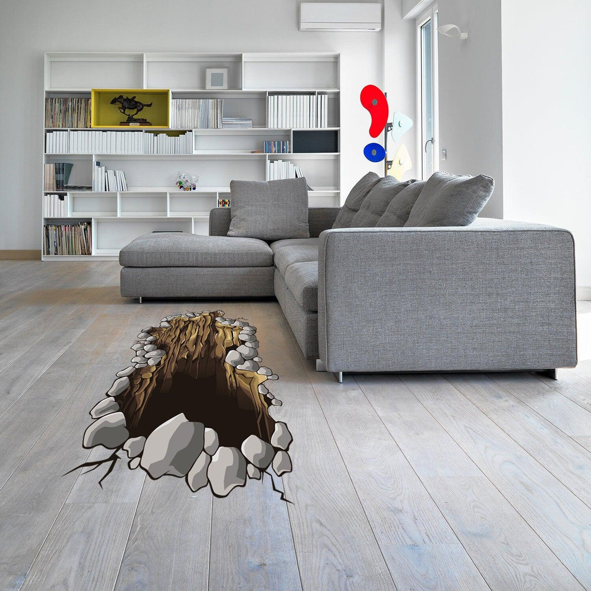 3d Floor Porthole Sticker - Self Adhesive Art Mural Living Room Vinyl  Hole Decal For Interior - Decords