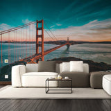 California Golden Gate Bridge Wallpaper Sticker - Wall Cover Art San Francisco Vinyl Print Room Decal - Decords