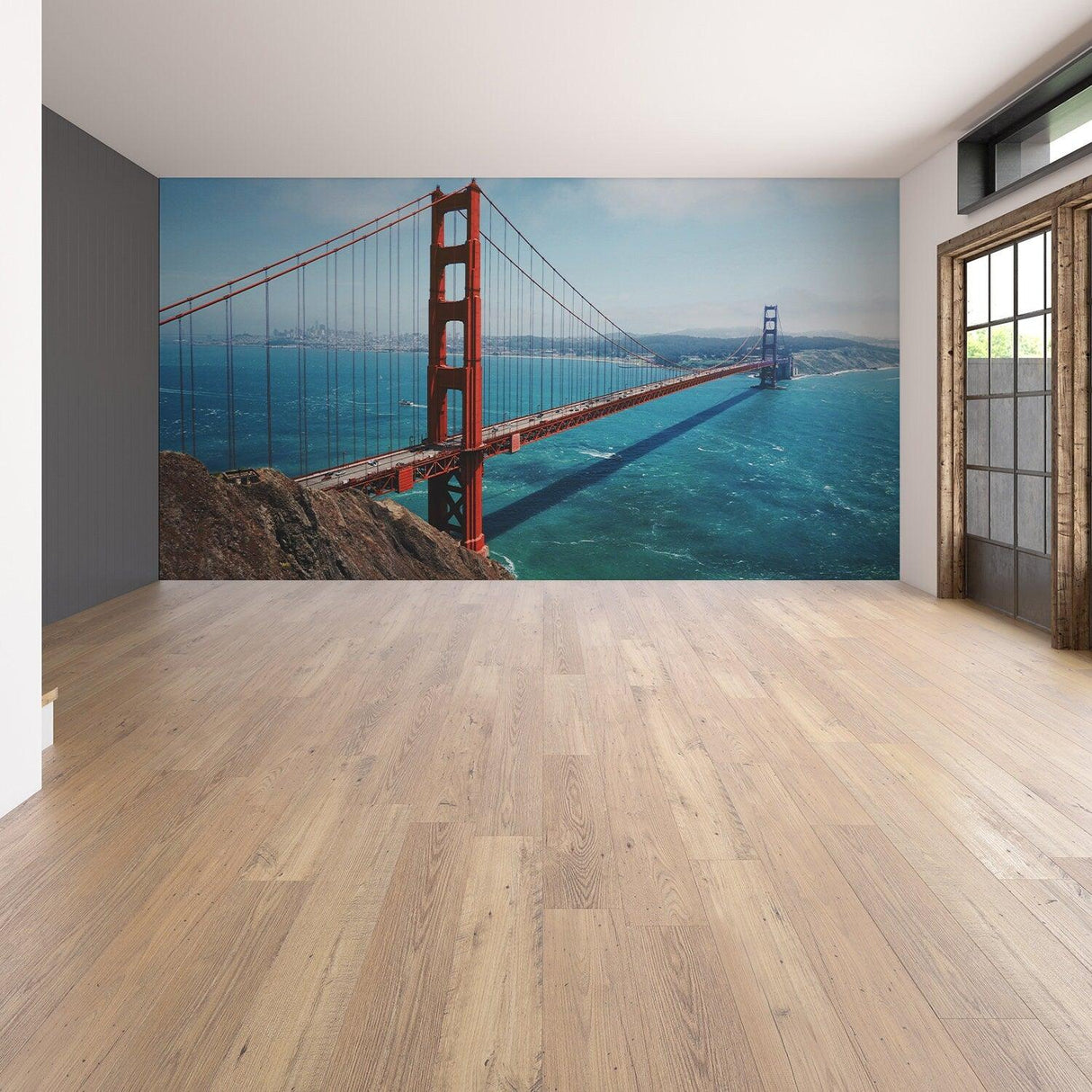 California Golden Gate Bridge Wallpaper Sticker - Wall Cover Art San Francisco Vinyl Print Room Decal - Decords