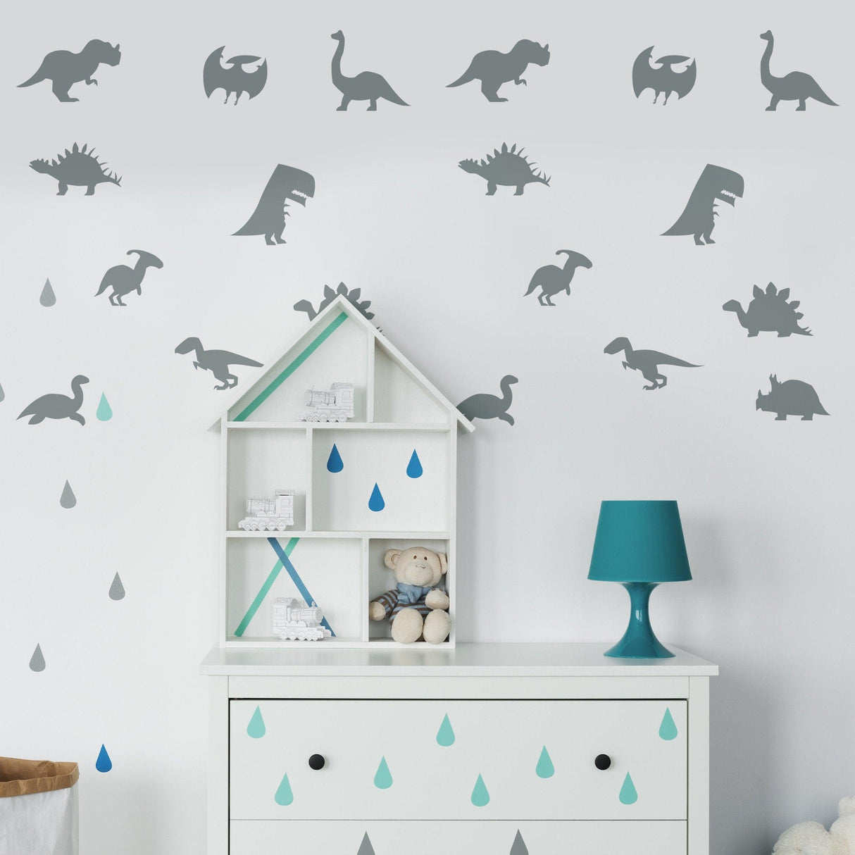 40x Dinosaur Silhouette Wall Decal - Dino Nursery Baby Room Art Vinyl Decor Decals - Decords