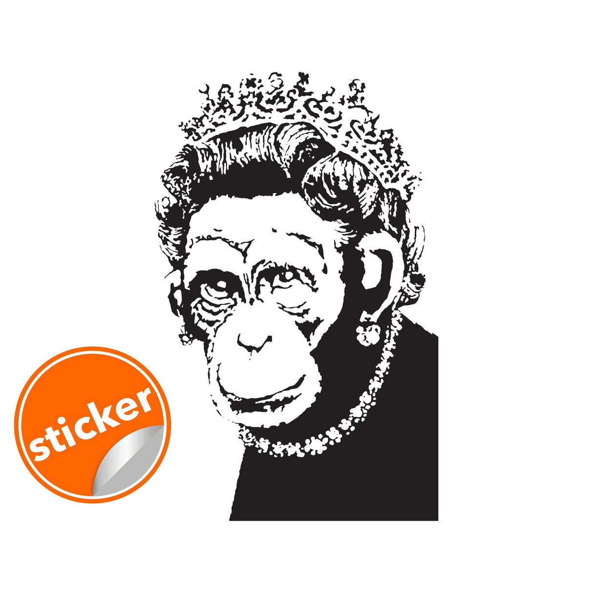 Banksy Monkey Queen Wall Art Sticker - Funny Positive Vinyl Kitchen Decal - Decords