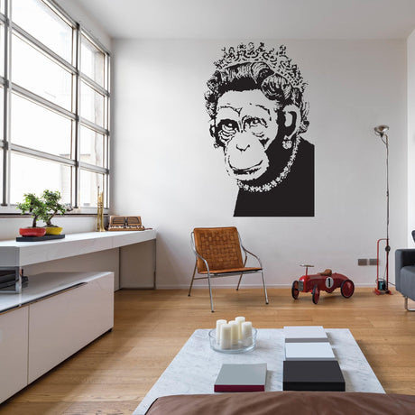 Banksy Monkey Queen Wall Art Sticker - Funny Positive Vinyl Kitchen Decal - Decords