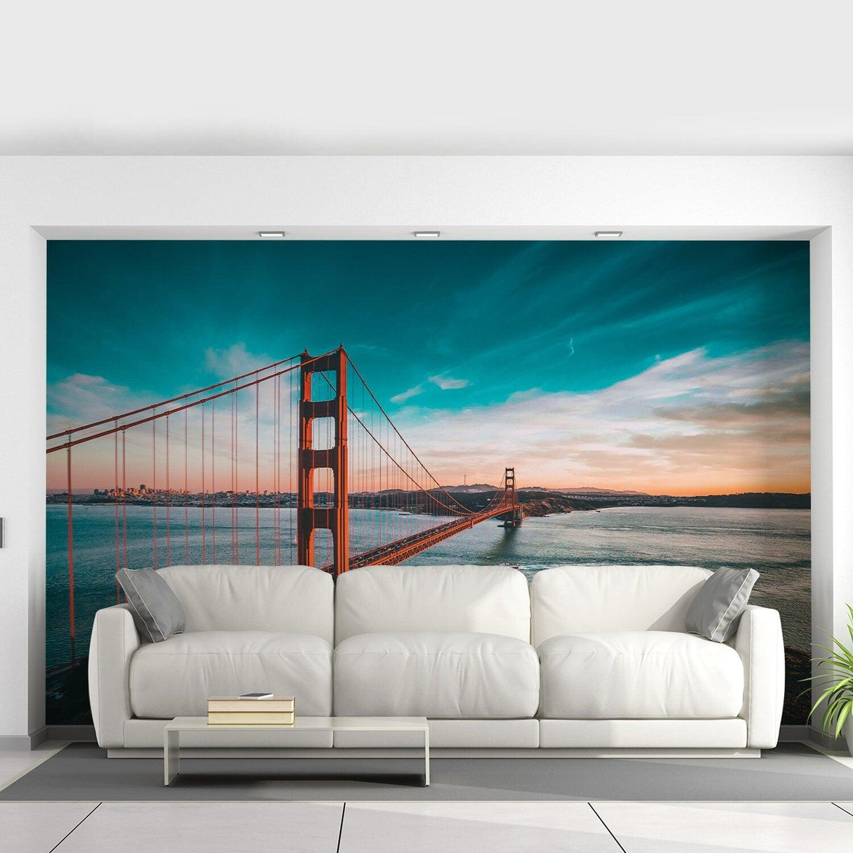 California Golden Gate Bridge Wallpaper Sticker - Wall Cover Art San Francisco Vinyl Print Room Decal - Decords