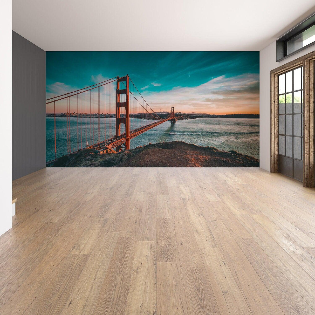 California Golden Gate Bridge Wallpaper Sticker - Wall Cover Art San Francisco Vinyl Print Room Decal - Decords