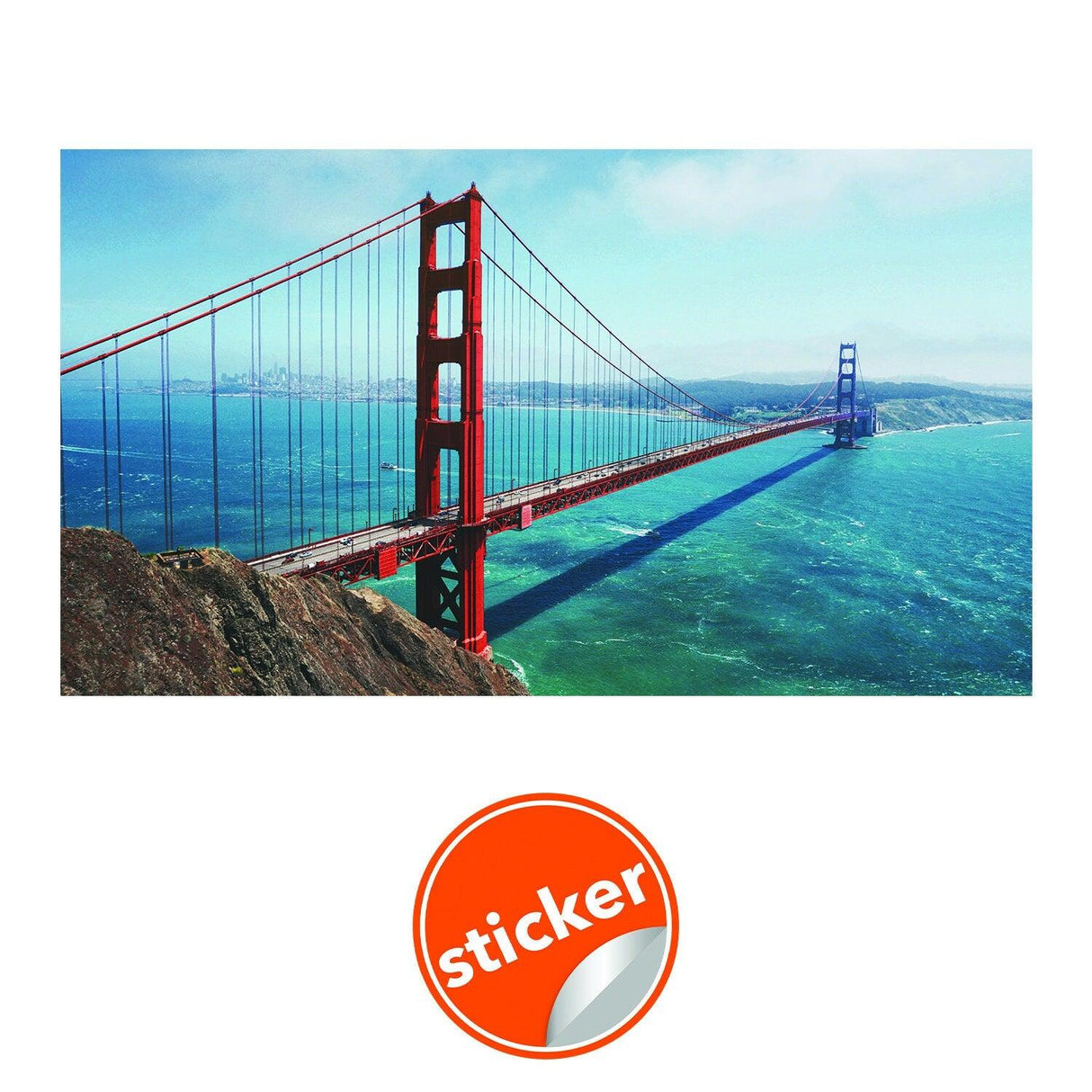 California Golden Gate Bridge Wallpaper Sticker - Wall Cover Art San Francisco Vinyl Print Room Decal - Decords