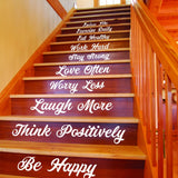 Stair Riser Step Quotes Vinyl Decals - Home Staircase Stairway Family Sayings Stickers - Decords