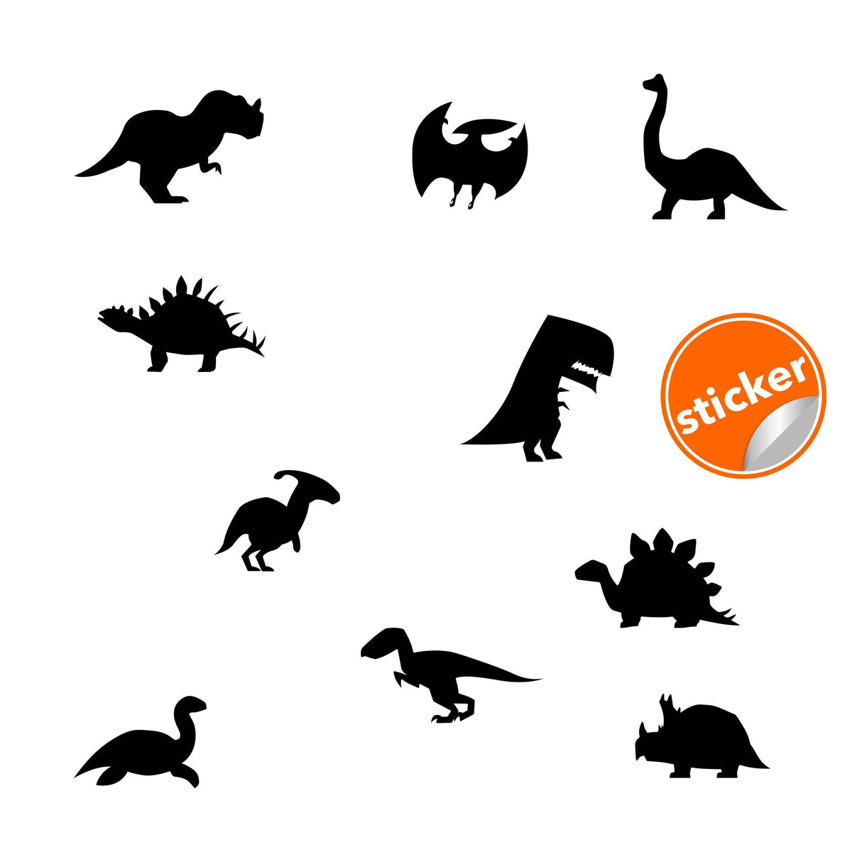 40x Dinosaur Silhouette Wall Decal - Dino Nursery Baby Room Art Vinyl Decor Decals - Decords