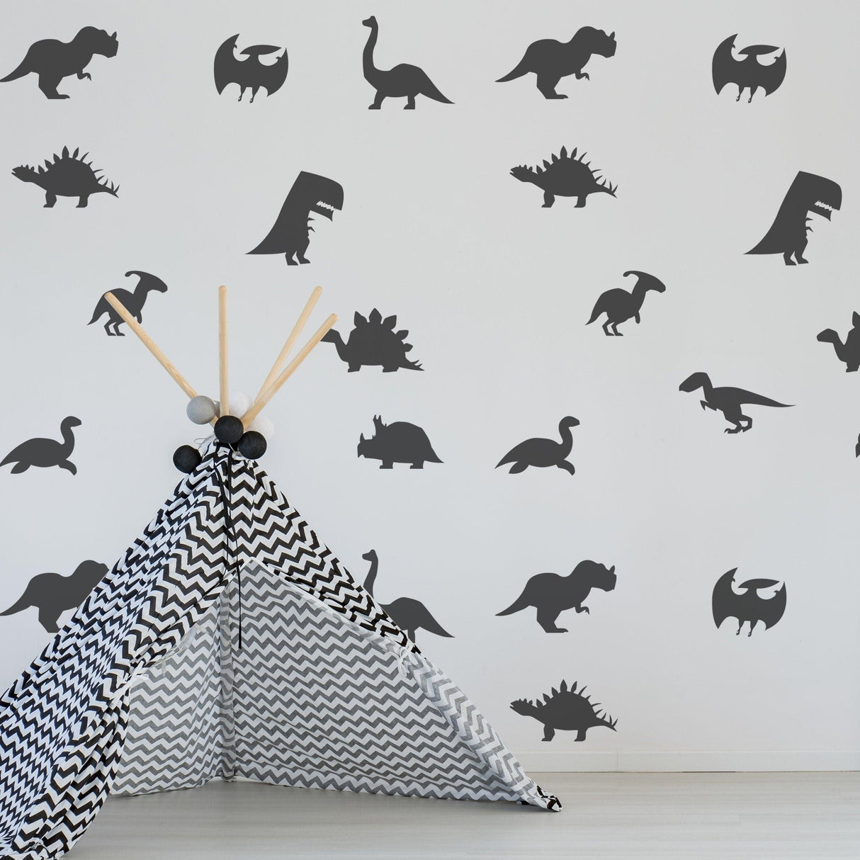 40x Dinosaur Silhouette Wall Decal - Dino Nursery Baby Room Art Vinyl Decor Decals - Decords