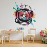 Space Cat Wall Art Decor Transfer Sticker - Funny Astronaut Kitten Decoration Decal - Decords