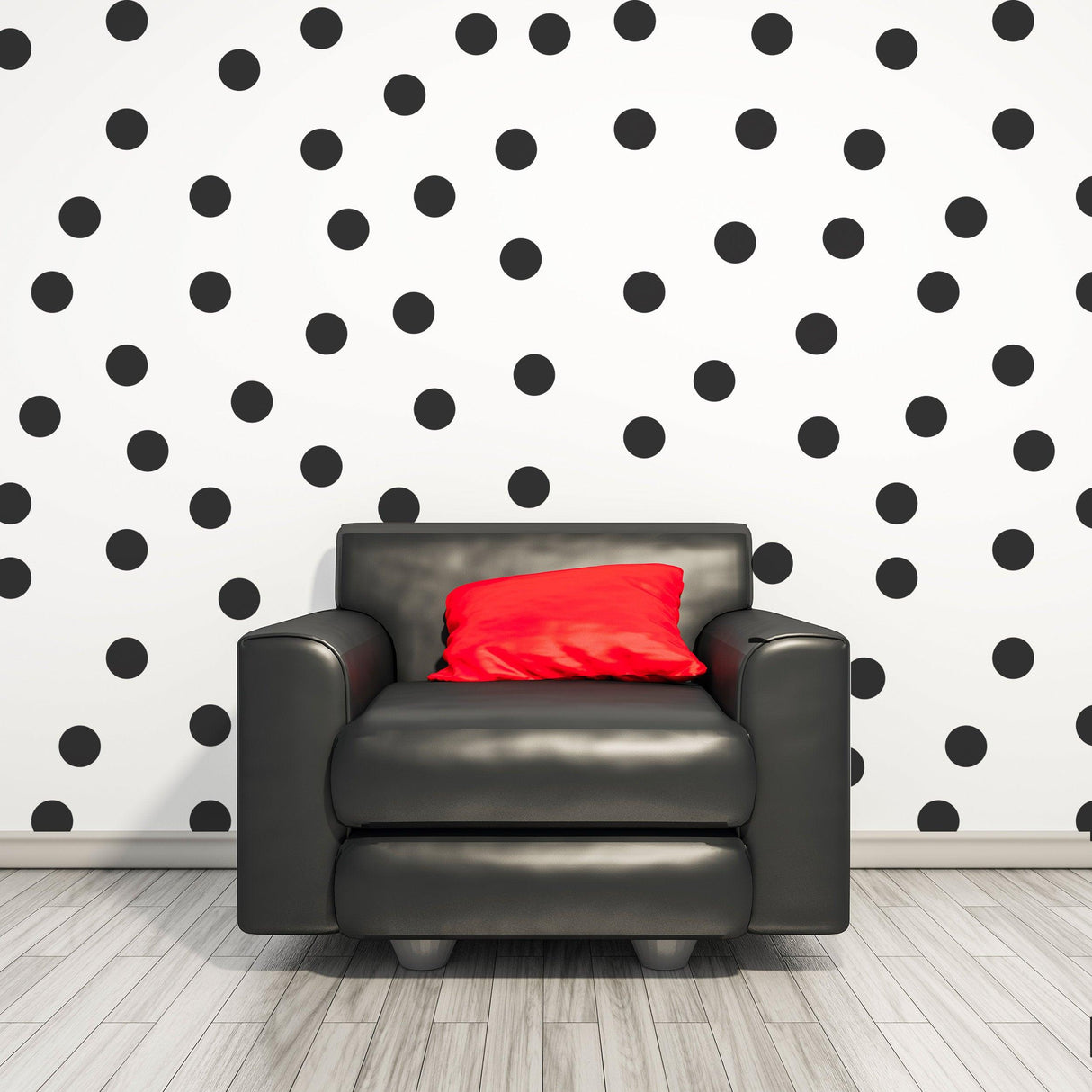 Circle Wall Stickers - Black 2 Inches Round Dot Labels - Decords