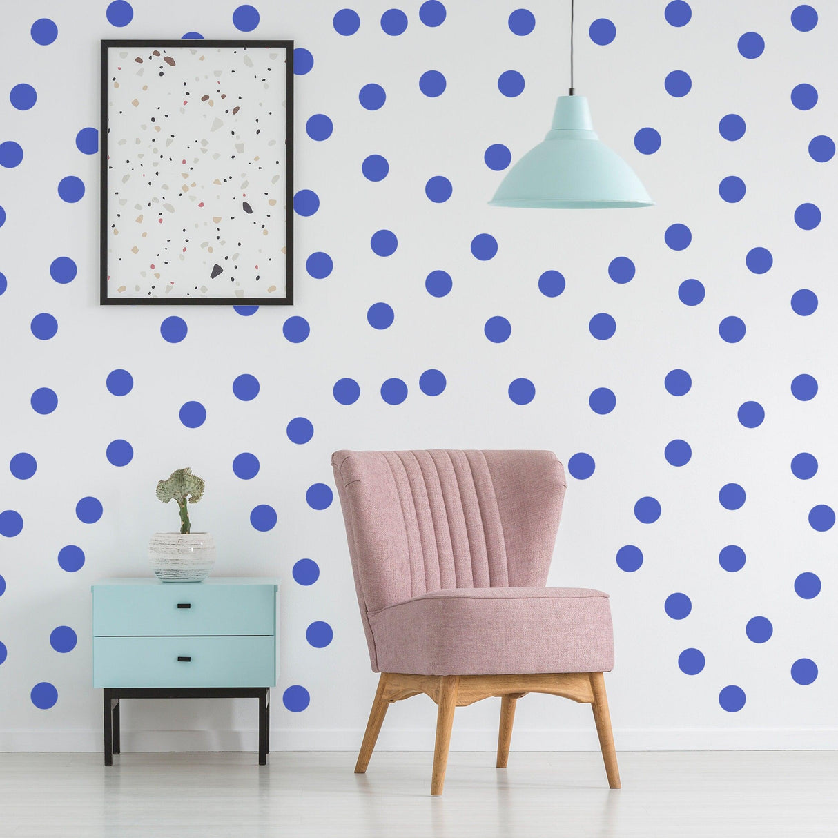 Circle Wall Stickers - Blue 2 Inches Round Dot Labels - Decords