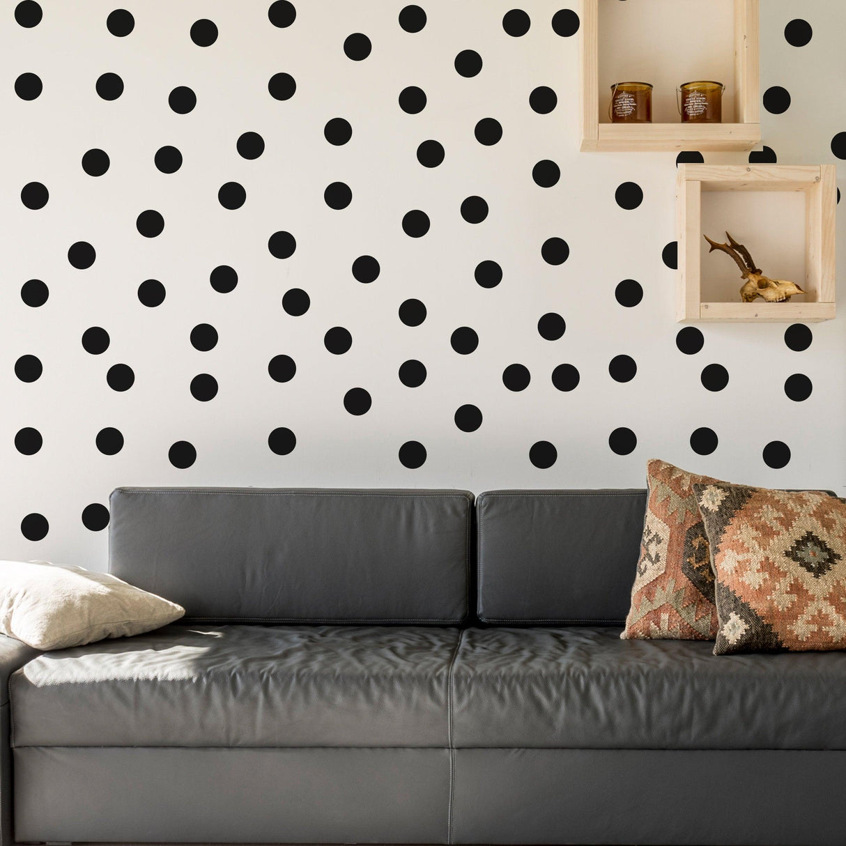 Circle Wall Stickers - Black 2 Inches Round Dot Labels - Decords