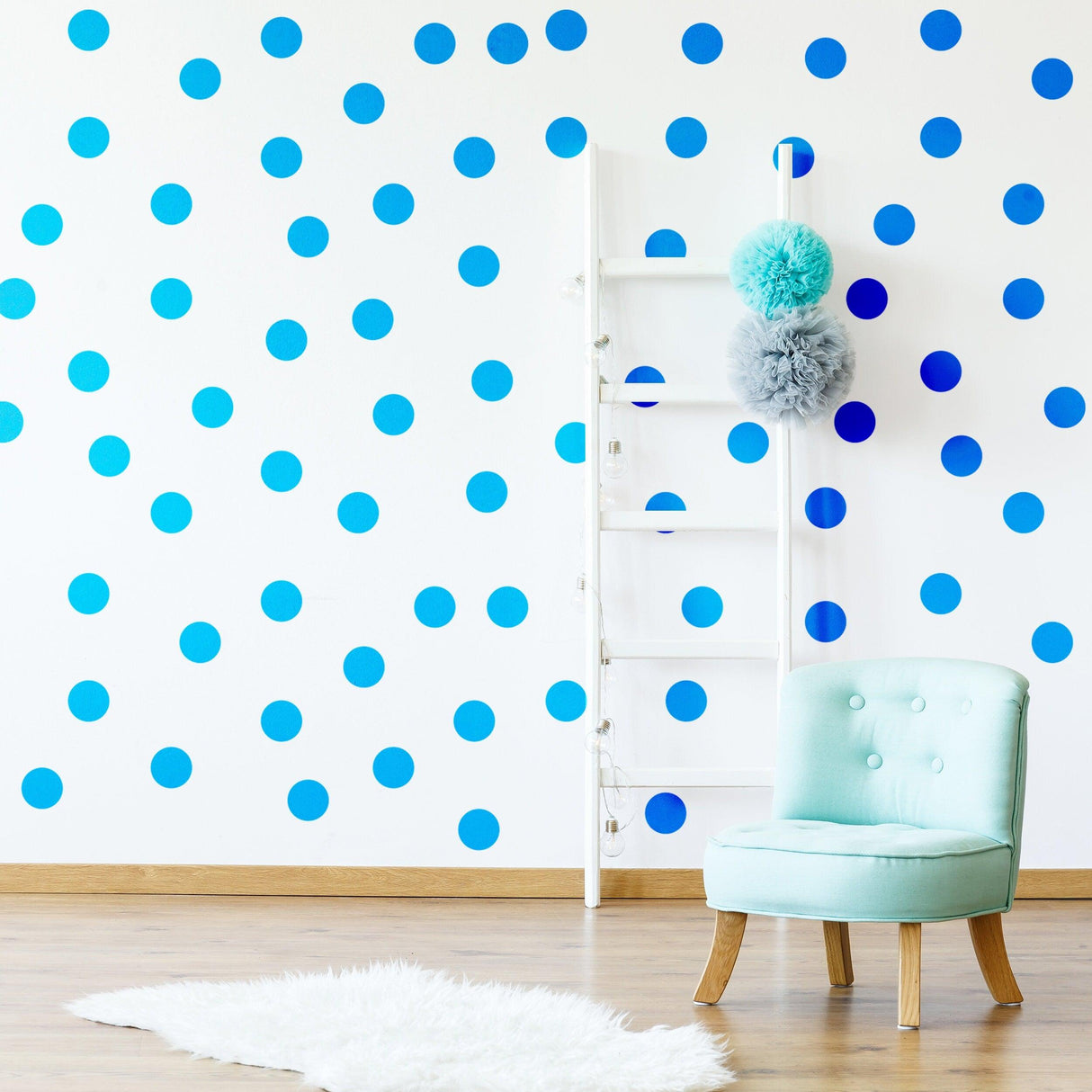 Circle Wall Stickers - Blue 2 Inches Round Dot Labels - Decords