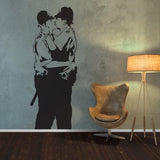 Banksy Police Kissing Wall Sticker - Street Art Peel and Stick Vinyl Decal - Decords