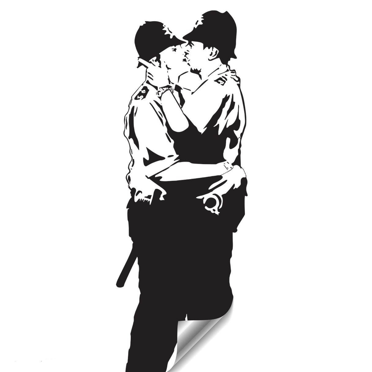 Banksy Police Kissing Wall Sticker - Street Art Peel and Stick Vinyl Decal - Decords