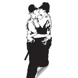 Banksy Police Kissing Wall Sticker - Street Art Peel and Stick Vinyl Decal - Decords