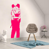 Banksy Police Kissing Wall Sticker - Street Art Peel and Stick Vinyl Decal - Decords