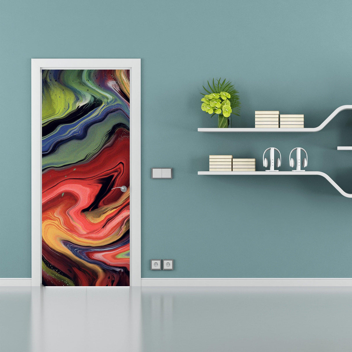 3d Door Cover Sticker - Abstract Wallpaper Front Door Mural Wall Decal - Decords