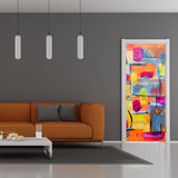 3d Door Cover Sticker - Abstract Wallpaper Front Door Mural Wall Decal - Decords