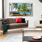 3d Window Beach View Wall Sticker - Removable Bedroom Ocean Scene Vinyl Room Decal - Decords