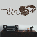 Music Wall Decal Decor - Vinyl Dj Headphones Sticker For Teen Boy Room - Decords