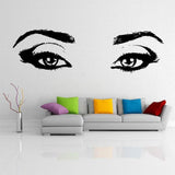 Woman Eyes Sticker Bedroom Wall Decor For Women - Female Eye Lash Beautiful Room Eyebrow Decal - Decords