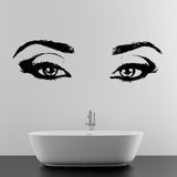 Woman Eyes Sticker Bedroom Wall Decor For Women - Female Eye Lash Beautiful Room Eyebrow Decal - Decords