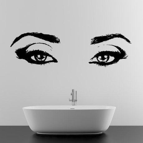 Woman Eyes Sticker Bedroom Wall Decor For Women - Female Eye Lash Beautiful Room Eyebrow Decal - Decords