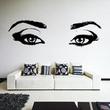 Woman Eyes Sticker Bedroom Wall Decor For Women - Female Eye Lash Beautiful Room Eyebrow Decal - Decords