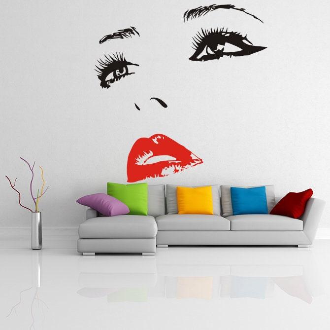 Woman Eyes Sticker Bedroom Wall Decor For Women - Female Eye Lash Beautiful Room Eyebrow Decal - Decords