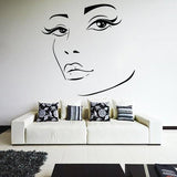 Woman Eyes Sticker Bedroom Wall Decor For Women - Female Eye Lash Beautiful Room Eyebrow Decal - Decords