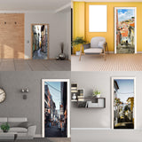 3d Door Cover Sticker - Street Wallpaper Front Door Mural Wall Decal - Decords