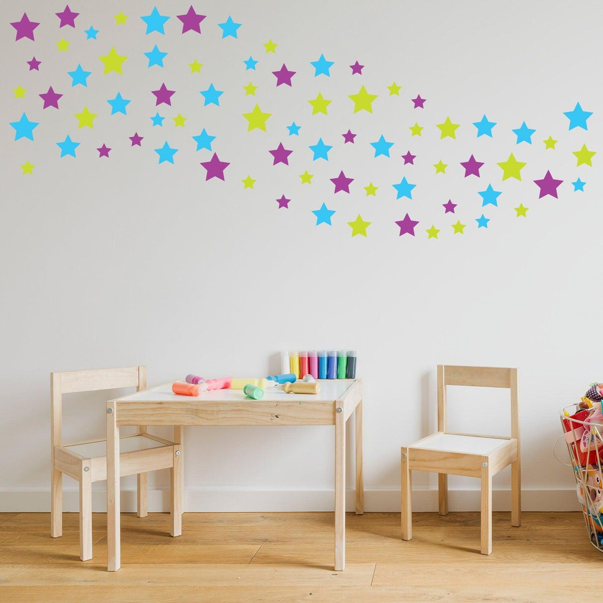 60x Stars Decor Wall Decals For Nursery - Removable Star Vinyl Room Stickers - Decords