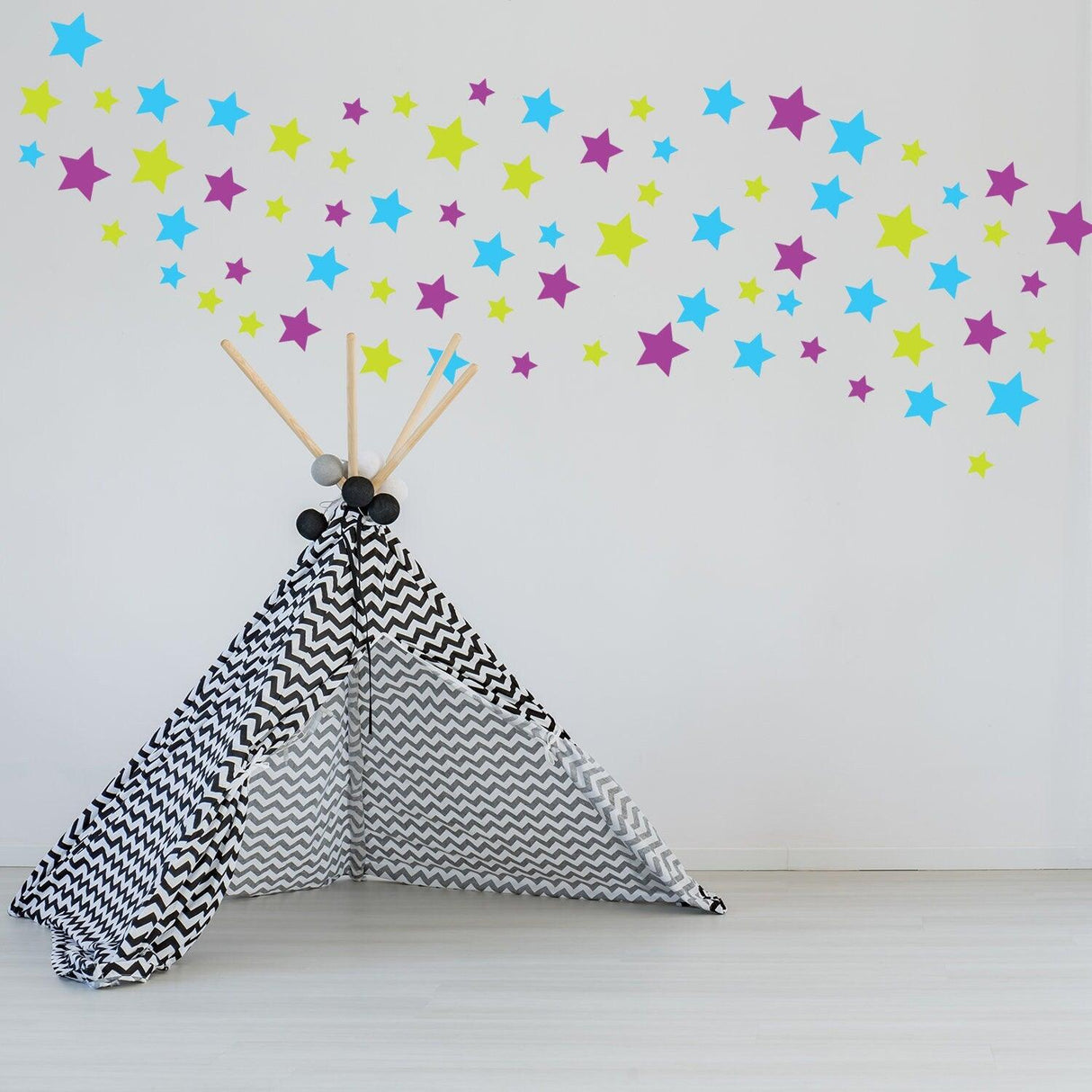 60x Stars Decor Wall Decals For Nursery - Removable Star Vinyl Room Stickers - Decords