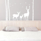 Deer Wildlife Wall Decal - Birch Tree Forest Moose Vinyl Sticker For Nursery Baby Kid Room Decor - Decords