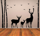 Deer & Moose Wildlife Wall Decal - Birch Tree Forest Vinyl Sticker, Perfect for Nursery and Kids Room - Decords