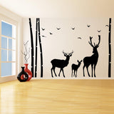 Deer Wildlife Wall Decal - Birch Tree Forest Moose Vinyl Sticker For Nursery Baby Kid Room Decor - Decords