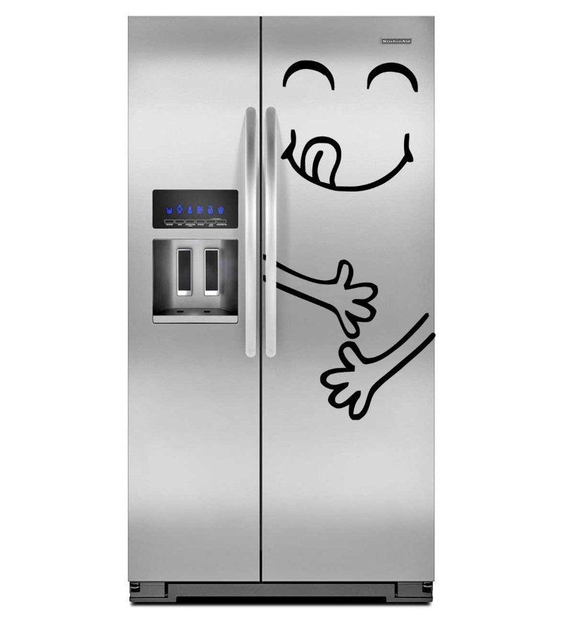 Funny Happy Face Refrigerator Decal - Fridge Door Smile Vinyl Sticker For Kitchen Decor - Decords